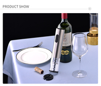 Ouvre-bouteille de vin électrique moderne en métal argenté, sans fil, avec logo personnalisé, nouveau, fonctionne sur piles, tire-bouchon automatique en acier inoxydable