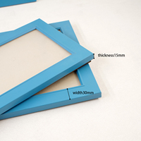 Bingkai Foto Cetak UV Ramah Lingkungan Minimalis Kreatif Biru Muda, Dekorasi Lukisan Dinding Kayu Embossing Buatan Tangan yang Dapat Disesuaikan