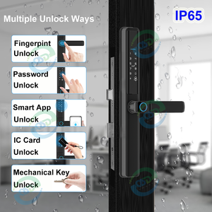 Impermeable Tuya Wifi App Smart DoorLock biométrico <span class=keywords><strong>de</strong></span> seguridad TTlock puerta electrónica Digital deslizante manija <span class=keywords><strong>de</strong></span> vidrio <span class=keywords><strong>cerradura</strong></span> inteligente - Product Image 2