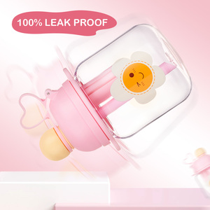 ขวดน้ำไทรทันสำหรับเด็กน่ารักพร้อมสายรัดใส่ผลไม้ หลอดดูด ปราศจากสาร BPA ป้องกันการรั่วไหล ด้ามจับรูปหัวใจ พกพาสะดวกสำหรับเด็ก - Product Image 3
