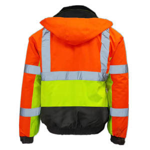 Wholesale <strong>Hi</strong> <strong>Vis</strong> <strong>Orange</strong>/Yellow Safety Jacket Industrial Construction Worker's Polyester Front Zipper Front for Winter - Product Image 3
