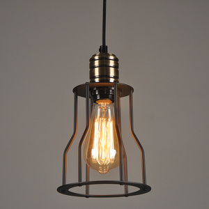 <b>Industrial</b> Stainless Steel Pendant <b>Light</b> E26 Cage Gold <b>Shade</b> 5000K Daylight Farmhouse Style Remote Control Adjustable Height - Product Image 3