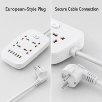 Multiprise de style britannique en gros avec interrupteur multi-prises standard européen en cuivre, 4 ports USB-A et 2 ports USB-C