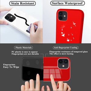 <span class=keywords><strong>Funda</strong></span> de teléfono de vidrio templado con borde de silicona cuadrado de Color rojo con logotipo personalizado para <span class=keywords><strong>iPhone</strong></span> 16 15 14 13 12 11 Pro Max Fundas - Product Image 3