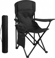 Chaise de camping pliable légère et portable avec porte-gobelet et poche latérale en tissu Oxford, capacité 120 kg, idéale pour la pêche et les pique-niques en extérieur