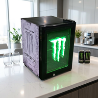 Mini-réfrigérateur vitrine avec porte en verre, refroidissement par compresseur professionnel, refroidisseur commercial avec étagères réglables à LED pour boissons énergisantes