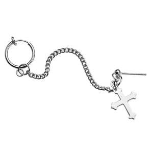 Punk lega di zinco di nuovo Design in metallo Hip Hop gioielli croce pistola Charm con catena a cerchio e perno singolo pezzo orecchino di un pezzo - Product Image 6