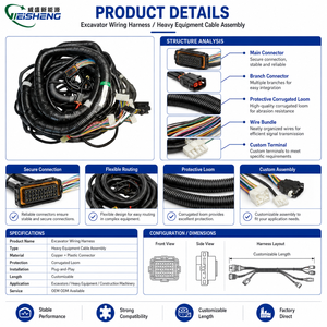 맞춤형 굴삭기 배선 하네스 중장비 케이블 어셈블리 ECU 센서 OEM ODM - Product Image 2