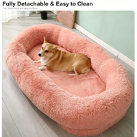 Luxuriöses, modernes Hundebett aus massivem Korallenfleece mit Memory-Schaum, weiches, langes Plüsch-Kissen, gemütliches Schlafplatz für große Hunde im Winter