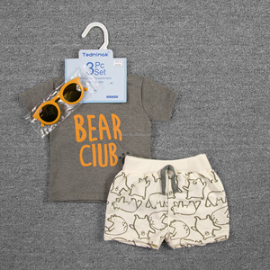 Set Neonato 3 Pezzi 0-18 Mesi Stile Casual 100% <span class=keywords><strong>Cotone</strong></span> Magliette <span class=keywords><strong>Pantaloncini</strong></span> Vestiti Estivi Carini Vendita all'Ingrosso Mix - Product Image 4