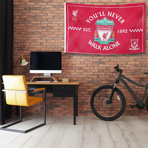 Bandera de Liverpool FC de 3x5 pies con la frase "You'll <span class=keywords><strong>Never</strong></span> Walk <span class=keywords><strong>Alone</strong></span>", de poliéster de doble cara, para aficionados y eventos deportivos - Product Image 5