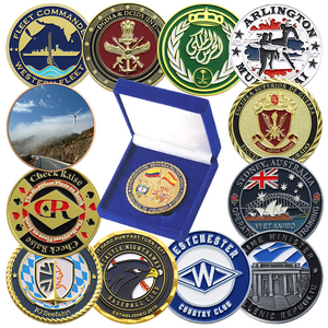 เหรียญโลหะคุณภาพดีแบบกำหนดเอง พร้อมโลโก้เคลือบทอง 3 มิติ ธง และกล่องกำมะหยี่สำหรับบรรจุภัณฑ์ - Product Image 1