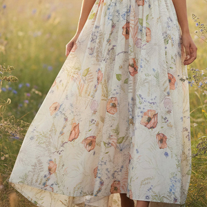 Vestido de Verano Personalizado para Mujer, Estampado Digital, Largo hasta el Suelo, Estilo Línea A, Sin Mangas, Casual, Fluido, Vestido de Princesa para <span class=keywords><strong>Boda</strong></span> - Product Image 3