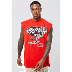 Camisetas sin Mangas Personalizadas con Logotipo Vintage para Gimnasio, de Alta Calidad, 100% Algodón Tejido, 260 GSM, Secado Rápido, Cuello Redondo, para Hombre - Product Image 1