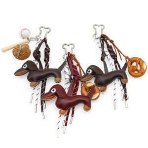 New Cartoon Sausage Dog Shaped Keychain Bag Pendant Personalized Leather Metal <strong>Dachshund</strong> Hanging Decoration <strong>Gift</strong> - Product Image 1