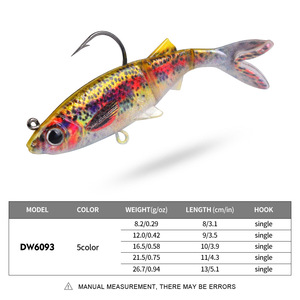 OEM 8cm-13cm Swim Jerk 3D colori 3 esca morbida segmentata esca pesca Drop Shot Vibe spigola pesce pesce pesce d'acqua dolce bersaglio - Product Image 2