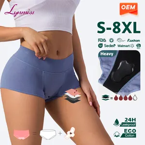 Custom Boy Shorts Period Panties Women's Cotton Period Underwear Briefs Solid Color Comfortable Menstrual Underwear