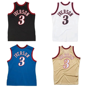 <span class=keywords><strong>Maillot</strong></span> de basket-ball vintage rétro <span class=keywords><strong>Allen</strong></span> <span class=keywords><strong>Iverson</strong></span> prêt à être expédié – Uniforme de sport brodé pour hommes, vente en gros - Product Image 2