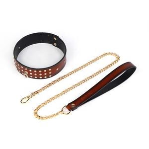 Luxury Crystal-Studded Genuine <strong>Leather</strong> BDSM Collar - <strong>Dominatrix</strong> Choker Necklace with O-Ring &amp; Slave Training Leash - Product Image 1