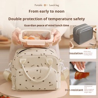 Sac à main en velours côtelé de haute qualité, sac à déjeuner, sac à bento pour étudiant, sac de pique-nique isotherme