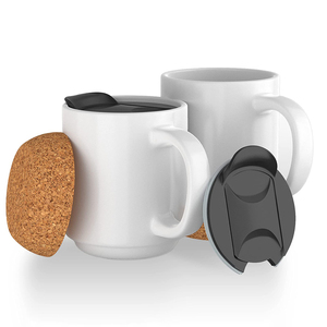 Taza de café con Base de corcho de cerámica blanca y negra moderna con tapa de PP para Bodas de Navidad, fiestas de regreso <span class=keywords><strong>a</strong></span> la escuela, <span class=keywords><strong>Día</strong></span> de la madre - Product Image 5