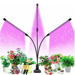 Светодиодная лампа WELLUX с двойной головкой, полный спектр, 360 градусов, гибкий держатель лампы, зажим, 10 Вт, лампа для выращивания растений в помещении, на рабочем столе