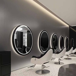 Silla de Salón Contemporánea con Altura Ajustable y Espejo LED de Pared para Uso Comercial en Peluquerías - Product Image 2