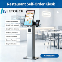 Kiosque de commande libre-service autonome LeHua avec écran tactile, paiement par carte NFC, lecteur de codes-barres et reconnaissance faciale, pour intérieur, sur pied