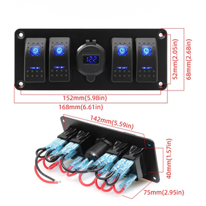 Yuhe YH-DH5-QB 4-Gang Rocker <b>Switch</b> with Dual USB Charger QC3.0 IP65 Waterproof 12V-24V DC for Off-Road Vehicles - Product Image 2