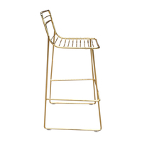 Tabouret de bar en fil de fer massif doré avec dossier pour café, restaurant, bar et lieux d'événements