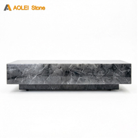 Table basse moderne de luxe en marbre Nero Marquina, faite à la main, écologique, style Wabi-Sabi, pour salon et villa de luxe