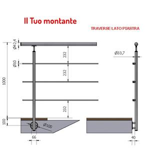 VERTICAL Ø 33,7 3 SATIN AISI 304 TRAVESAÑOS DE ACERO INOXIDABLE FIJACIÓN LATERAL TRAVESAÑOS INTERNOS ALTURA Balaustradas Pasamanos - Product Image 1