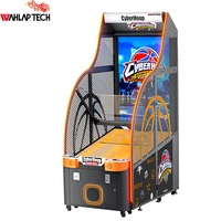 Machine de jeu d'arcade de basket-ball Cyber Hoop avec structure métallique, interface en anglais, écran 65 pouces, fonctionnement à monnayeur, puissance 380W