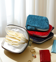 Nouveau sac à bijoux en velours personnalisé exquis avec fermeture éclair à pompon, sac à bijoux pour bague, pendentif, bracelet, pochette de voyage, sacs de rangement portables