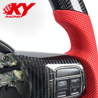 Volante deportivo de carreras personalizado de fibra de carbono y cuero rojo para Jeep Wrangler JK JL Grand Cherokee