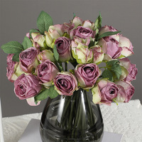 Bouquet de roses artificielles en soie de 27 cm pour l'automne, arrangement floral d'automne pour la décoration intérieure – Vente en gros