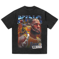 T-shirt vierge 100% coton épais noir pour homme, coupe oversize, effet délavé, avec impression personnalisée et graphique, OEM, vente en gros fabricant