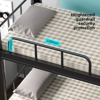 Lit superposé à double couche avec cadre en acier épaissi et barrière de sécurité, design minimaliste moderne, pour dortoir et chambre à coucher - Vente flash