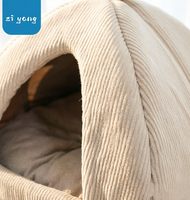 Lit pour chat en velours côtelé confortable, maison pour animaux de compagnie idéale pour l'intérieur, adapté aux chats et aux petits chiens, lit-caverne pour chat