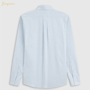 <span class=keywords><strong>Chemise</strong></span> habillée rayée 100 % coton pour <span class=keywords><strong>homme</strong></span>, manches longues, décontractée, boutonnée, pour le bureau, respirante, coupe ajustée - Product Image 3