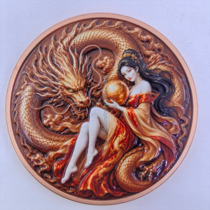 Koin Tantangan Grosir Tembaga Bulat 5oz Koin Berwarna Relief Tinggi 3D Naga Cantik Mata Naga Koin Bullion untuk Koleksi - Product Image 5