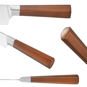 Ensemble <span class=keywords><strong>de</strong></span> 7 couteaux <span class=keywords><strong>de</strong></span> <span class=keywords><strong>cuisine</strong></span> en acier inoxydable avec manches en bois, design ambidextre, comprenant un couteau <span class=keywords><strong>de</strong></span> chef, un couteau à pain, des ciseaux en bois - Product Image 5