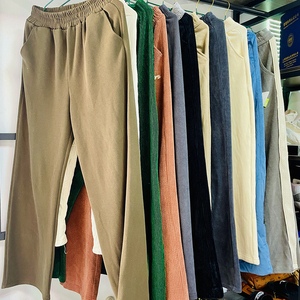 <span class=keywords><strong>Ropa</strong></span> de segunda mano de pana usada, pantalones de pierna ancha con cordón, pantalones de moda de cintura alta, pantalones informales holgados Y2k - Product Image 5