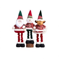 Nouvelles décorations de Noël transfrontalières en tissu, figurines télescopiques de dessins animés : Père Noël, Bonhomme de neige, Renne, longues poupées