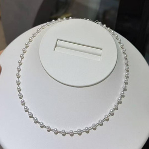 Collar de Plata S925 con Perlas de Agua Dulce Aurora Dispersas, Cadena para Clavícula con Perlas Redondas Pequeñas de 4-5mm, Collar en Capas - Product Image 4
