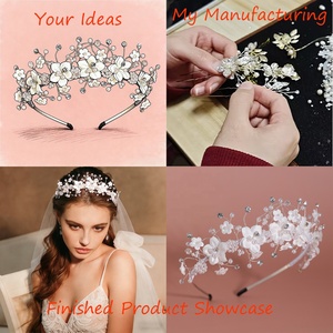 <span class=keywords><strong>Orecchini</strong></span> Pendenti Lunghi Artigianali in Argilla Polimerica con Fiori Bianchi, Cristalli e Nappe di Perle Stile Fata, Regalo per Damigelle - Product Image 1