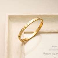 Bracelet étoile à huit branches en acier inoxydable, bracelet à rayures, bijoux minimalistes plaqués or, accessoires de mode TGSZ3041