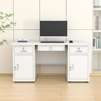 Ensemble de bureau moderne, durable et écologique avec structure en fer et montage facile, bureau informatique pour immeuble de bureaux avec rangement