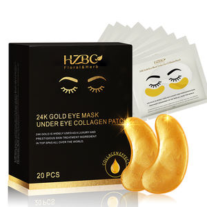 Maßgefertigte 20 Stück 24k <span class=keywords><strong>Gold</strong></span> Kristall-Kollagen-Pulver-Gel Augenmaske, Organische Kräuter-Vegane Feuchtigkeitsspendende Augenpatches mit Folie gegen Augenringe - Product Image 1