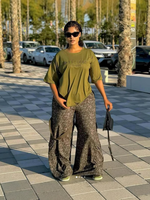 Ensemble Été Décontracté Mode Grande Taille pour Femme Ultra-Ample Imprimé Respirant en Polyester, Pantalon et Haut à Logo Avant, Design Assorti